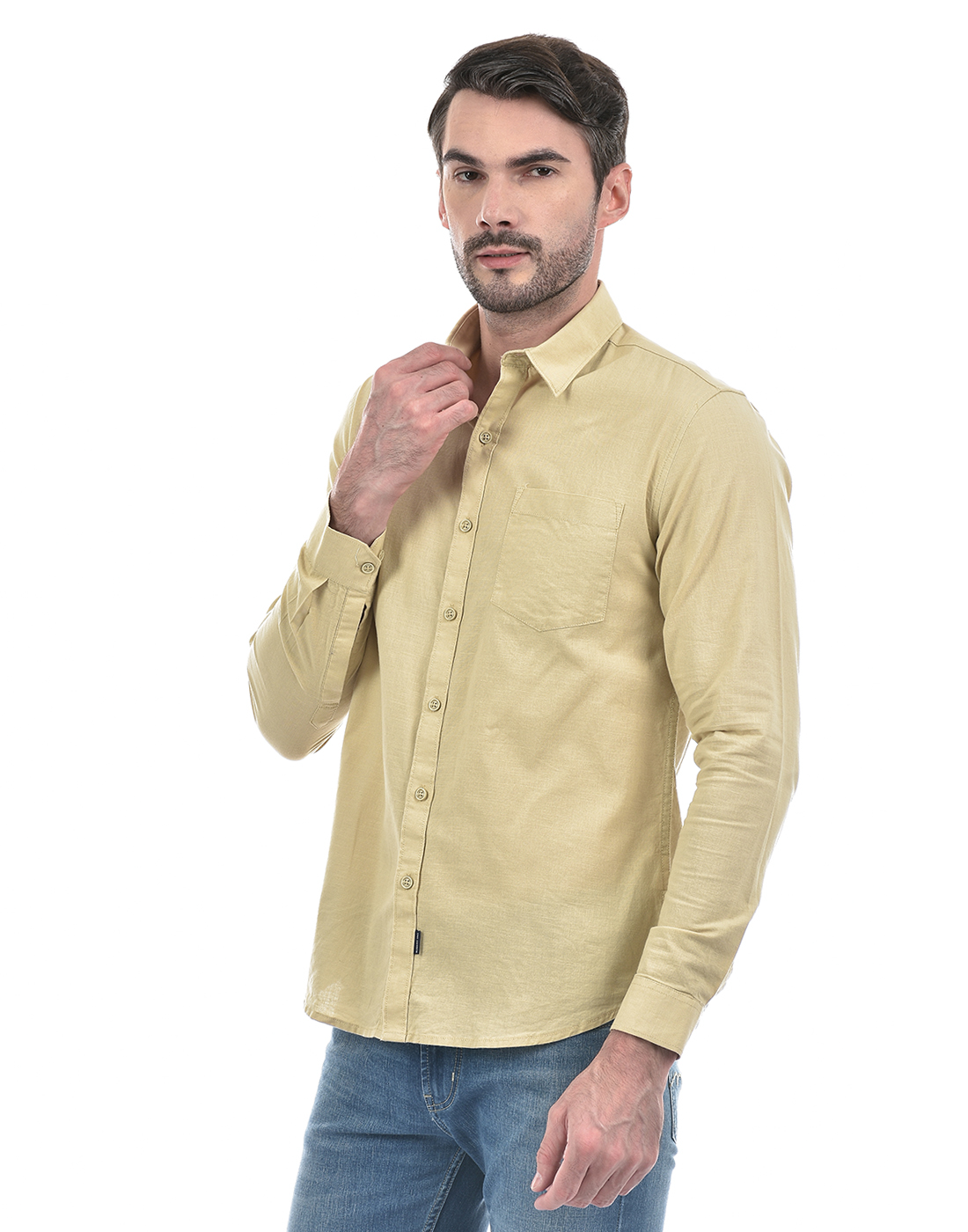 Numero Uno Men Solid Beige Shirt